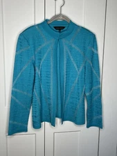 Ming Wang Mock Neck One Hook Closure Cardigan Sweater women's size large