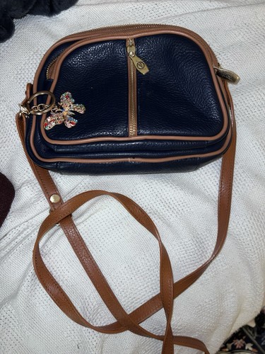 Valentina Crossbody Navy Leather Purse - Made In Italy - Picture 7 of 10
