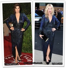 VINTAGE HALSTON Sea Blue and Black Ombré Beaded Silk Wrap Dress Circa 70's/80's