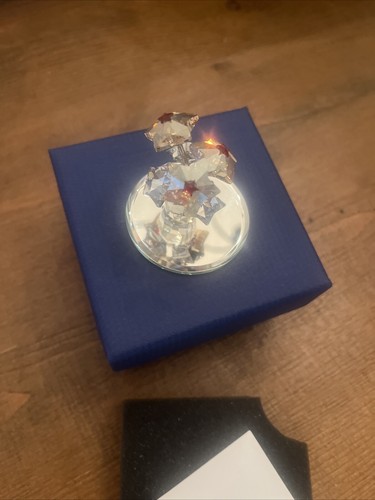 Swarovski Crystal Forget Me Not Figurine Flower In Pot With Mirror - Picture 3 of 4