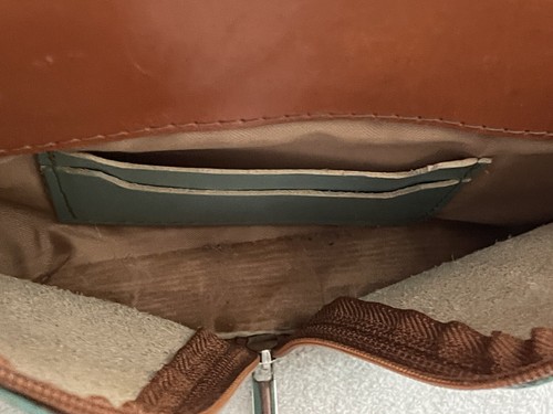 EUC Vintage Vera Pelle italienische Leder Umhängetasche/Schultertasche in braun/blaugrün - Bild 6 von 10