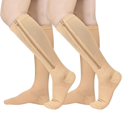 1 Pair Closed Toe 20-30 mmHg X-Firm Compression Socks Zipper Calf Leg Socks - Picture 4 of 16