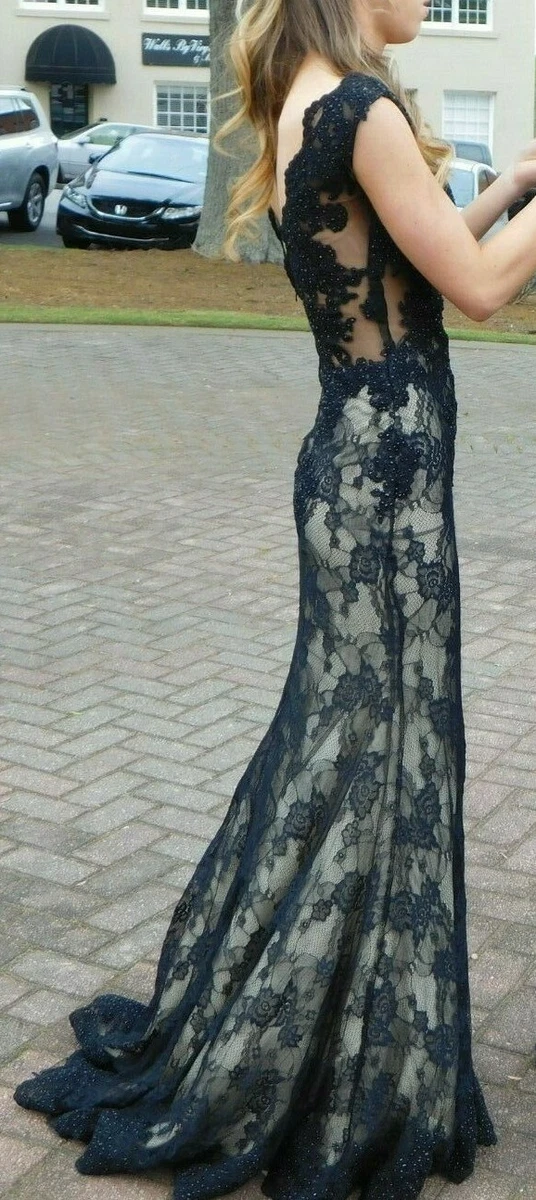 betsy adam lace dress Betsy & Adam Women's Sequined Lace One-Shoulder Gown