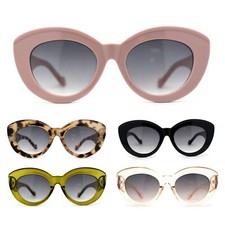 Womens Thick Plastic Cat Eye Mod Sunglasses