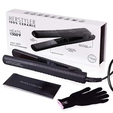 Herstyler Superstyler 1 Inch Ceramic Hair Straightener Dual Voltage Flat Iron
