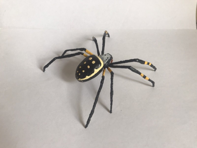 Handmade Hand-painted 5"  Black & Yellow Banana Orb Spider Arachnid Figurine