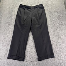 Oscar De La Renta Dress Pants Mens 34x28 Black Wool Relaxed Fit Pleated