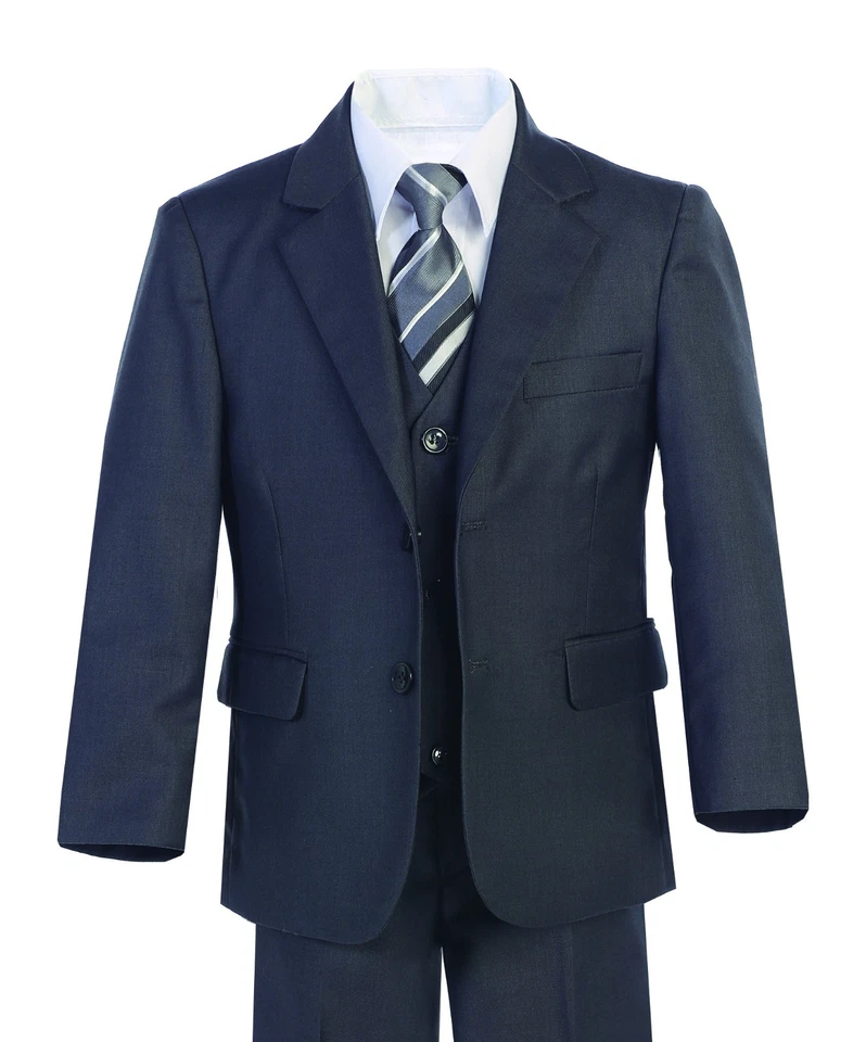 Magen Boys FORMAL SLIM FIT traje carbón conjunto de 7 piezas abrigo, chaleco, pantalón, camisa, corbata con clip Foto 3 de 4