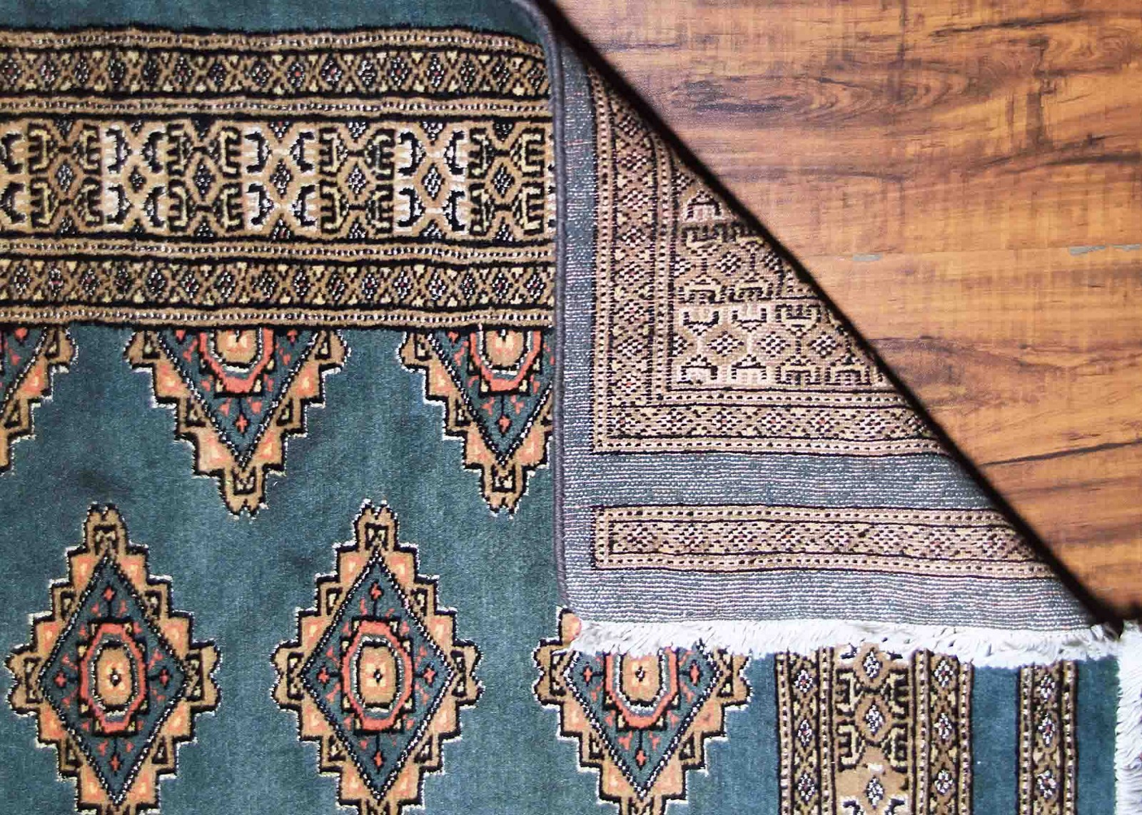 Traditional Hand Knotted Bokhara Area Rug Blue/Gold 100 Wool Rugs Size