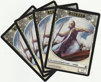   4 MAGIC The Gathering SOLDAT White Creature Token MTG TOKEN PLAYSET TOP