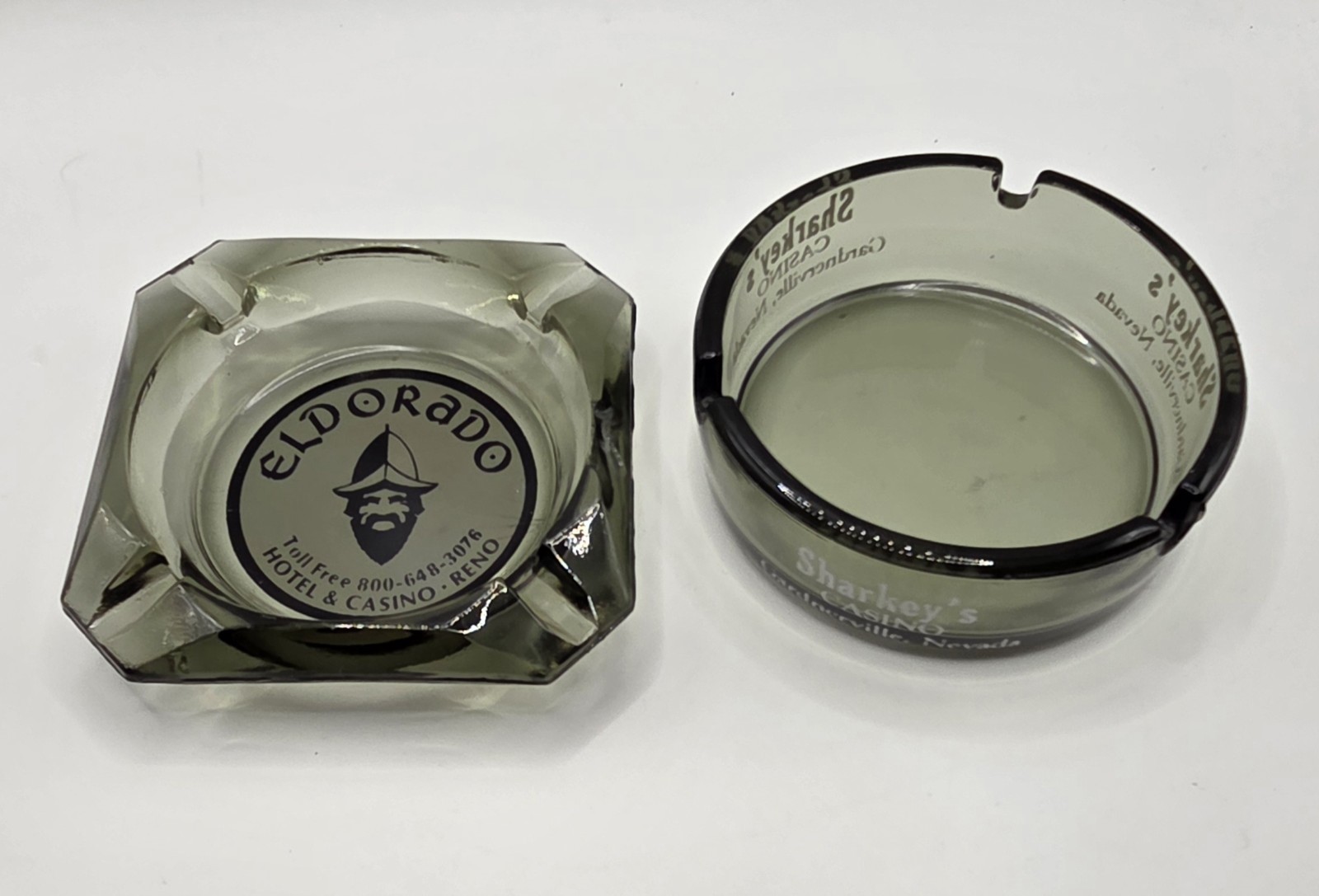 Pair of VTG 70s/80s Casino Ashtrays Eldorado Hotel & Casino Sharkey's Casino