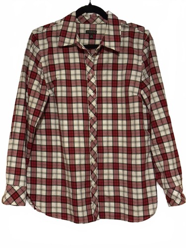 Talbots Women's Medium Red and White Plaid Button-Up Shirt