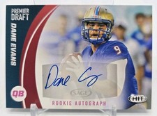 2017 SAGE Hit Premier Draft DANE EVANS Rookie Autograph Auto Red Tulsa #A13 RC