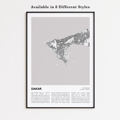 Dakar City Map Print, Senegal Travel Poster, Modern Map, Wall Decor Art