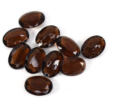 Basteln, Schmuck, groß oval, Rauchquarz, 24 mm x 18 mm, facettenreich 10