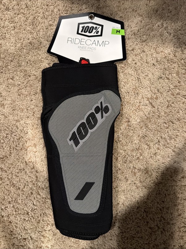 100% Ridecamp Knee Guards for BMX MTB Riding - Gray/Black Adult Size Medium