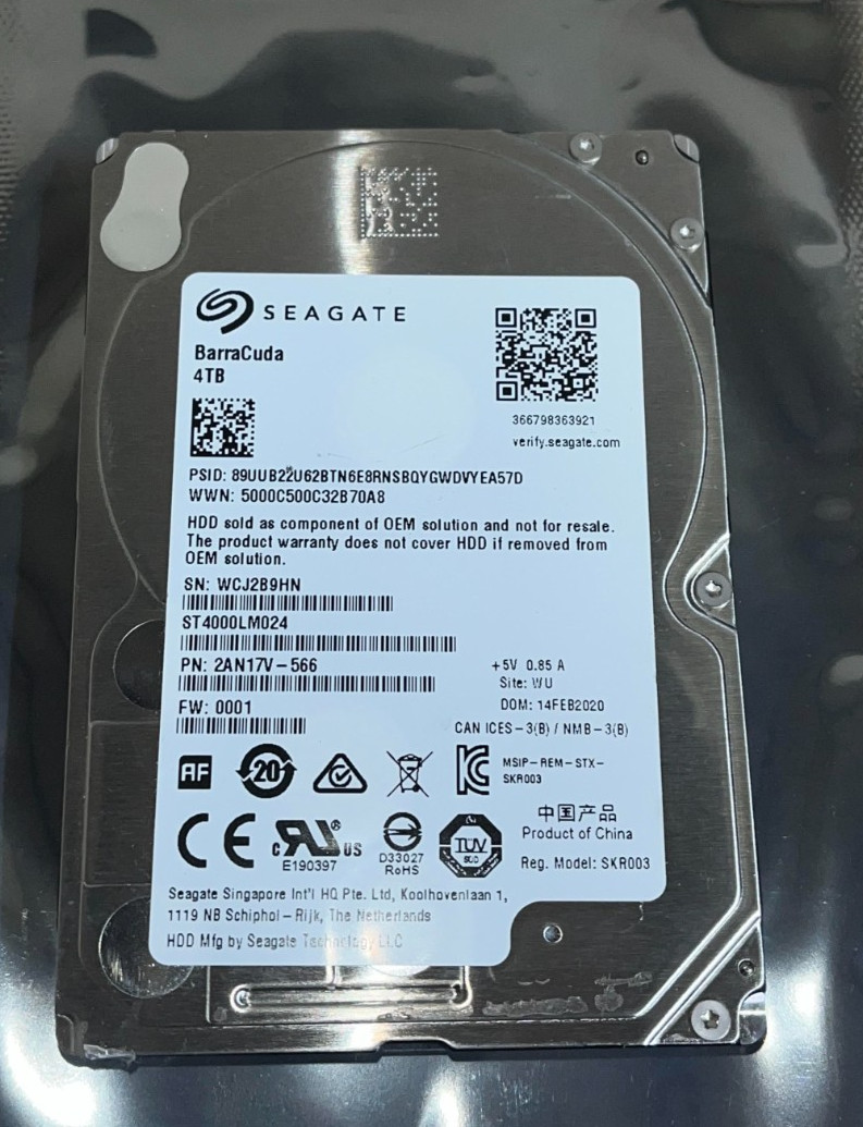 Seagate Barracuda 4TB ST4000LM024 5400RPM SATA 2.5"" HDD Hard Drive. 100% Health.