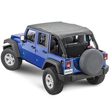 Bimini Top Sunshade - Without Windshield Header Bar 4-Door JK - Full Length