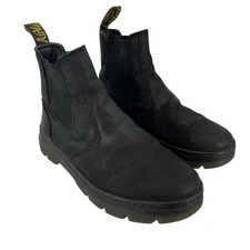 Dr Martens Boots Mens Size 10 Black Chelsea Ankle Slip On Leather AirWair Chunky