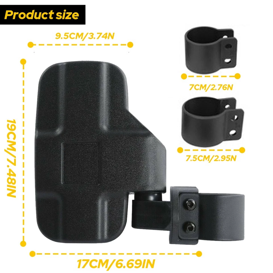 UTV Rear Mirrors Side View Set Fits Ranger Polaris RZR XP 570 Crew 800 900 1000 - Image 3 of 4