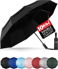 Windproof Travel Umbrella, Automatic Umbrellas for Rain - Compact Folding Umbrel
