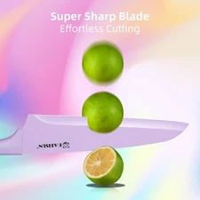 30 Piece Colorful Knife Set With Kitchen Cutting Board, Shears, Stainless Steel