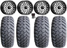 MSA Machined Brute 14" UTV Wheels 27" MotoHammer Tires Honda Pioneer