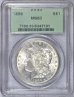 1886 MORGAN SILVER DOLLAR PCGS MS63 OGH CHOICE BU