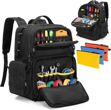 Tool Bag Backpack for Men with 3 Tool Pouches, Heavy-Duty Tool Storage