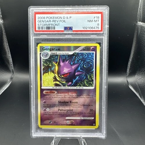 2008 POKEMON DIAMOND & PEARL STORMFRONT #18 GENGAR-REVERSE FOIL PSA 8