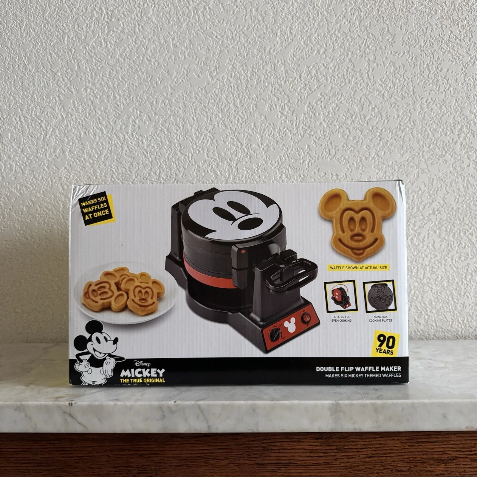 NEW Disney Mickey Mouse 90th Anniversary Double Flip Waffle Maker