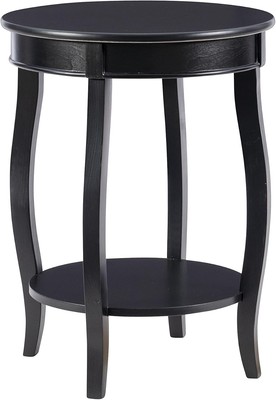 Furniture Round Table W/ Shelf Black