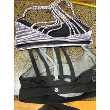 Lululemon Kids Sports Bra Lot 2 Free To Be Wild Energy Purple Black Strappy 12in
