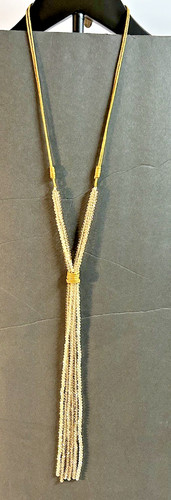 23” JamieRocks NYC Beaded Tassel Cloth Rope Necklace 23 in