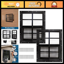 2 Pack 24x24 Shed Windows with Tempered Glass  Fiberglass Screen for Coop, Barn
