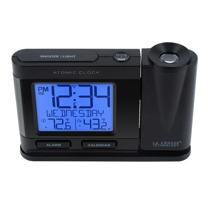 La Crosse Black Atomic Projection Alarm Clock with Temp, - Image 4 of 4