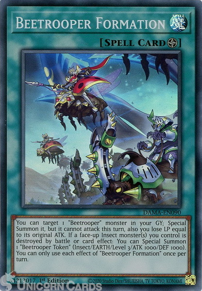 DAMA-EN090 Beetrooper Formation Super Rare 1st Edition Mint YuGiOh Card