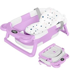 TPN Collapsible Baby Bathtub, Baby Bath Tub with Soft Cushion Real-Time The...