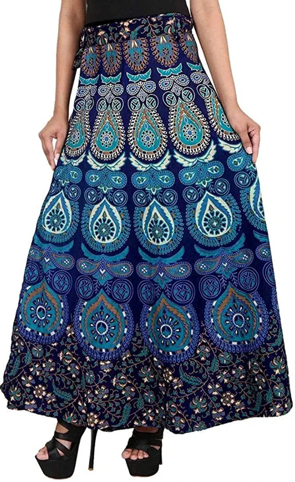 Pure Cotton Jaipuri Printed Wrap Round Skirt Bollywood Casual Wear Beautif Skirt