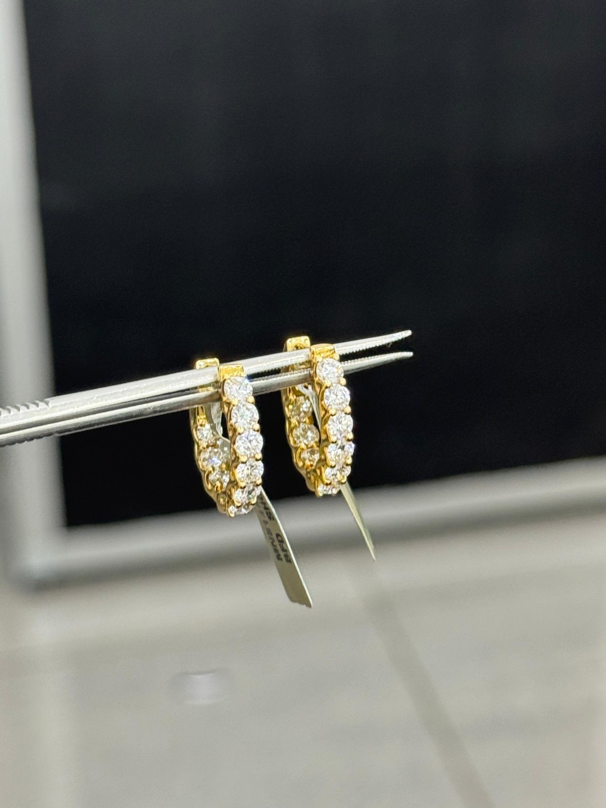 1.00Ct Natural Round Diamond U Prong Hoop Earing Crafted in 18K White Gold image 2