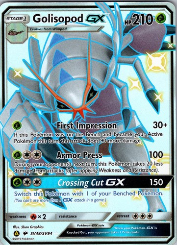 Golisopod GX SV48/SV94 Shiny GX Rare Hidden Fates Shiny Vault Pokemon Holo NM