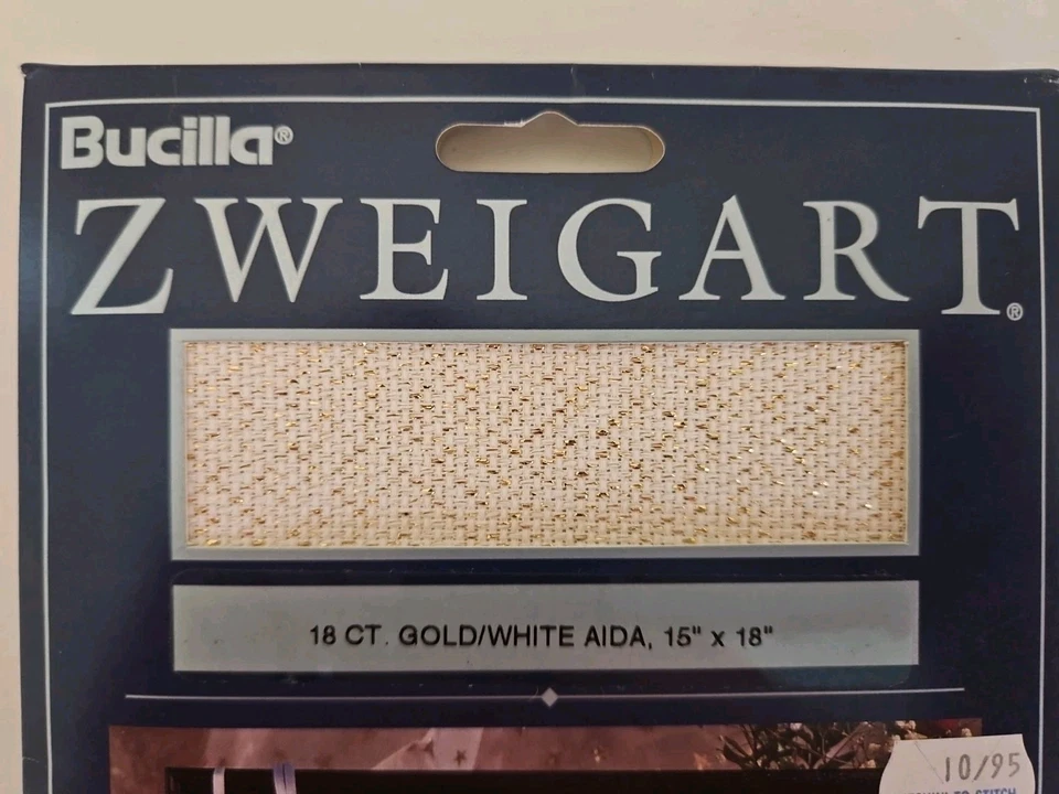 Bucilla Zweigart 18 Count Aida Vloth GOLD/WHITE 15"x18" for Cross Stitch - Image 2 of 2