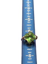 Artisan Faceted Bright Green Glass Silvertone...