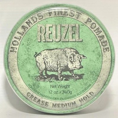 Reuzel Green Grease Pomade 340g | Medium Hold & Shine | Men’s Hair Styling Wax