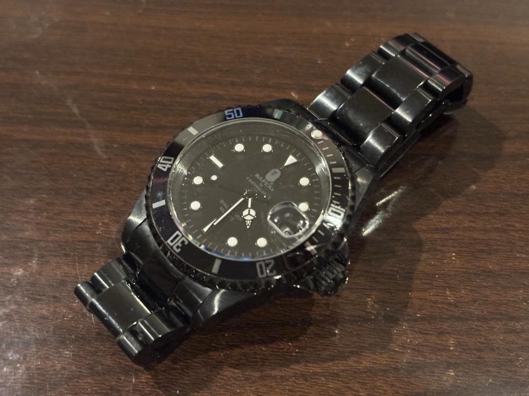 A BATHING APE Automatic Dive Watch Stainless Steel Black Used image 5