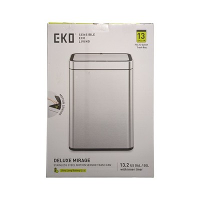 EKO 13.2G/50L Deluxe Mirage Stainless Steel Matte Finish Sensor Trash Can