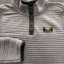 L.L. Bean Sweatshirt Womens M Gray Mock Neck Pullover Pockets Tagless
