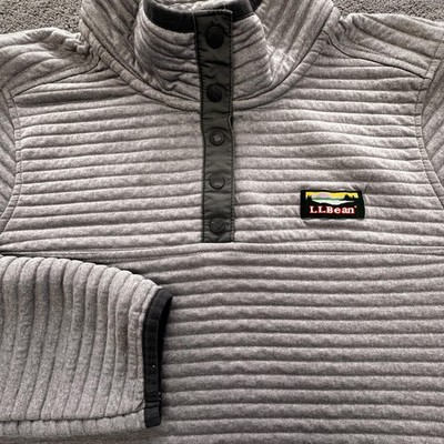 L.L. Bean Sweatshirt Womens M Gray Mock Neck Pullover Pockets Tagless