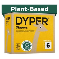 DYPER Size 6 Diapers - Plant-Based, Hypoallergenic, Fragrance-Free, 192 Count