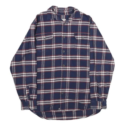 JACHS Hommes Bleu et Blanc Carreaux Chemise XL Coton Décontracté Manches Longues - Photo 1/4
